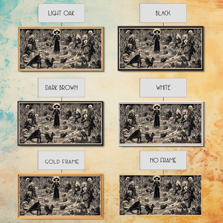 Occult Harvest Festival, Macabre Folk Print Art, Wide Panoramic Art, Macabre Wall Art, Framed Canvas Print, Halloween Wall Art