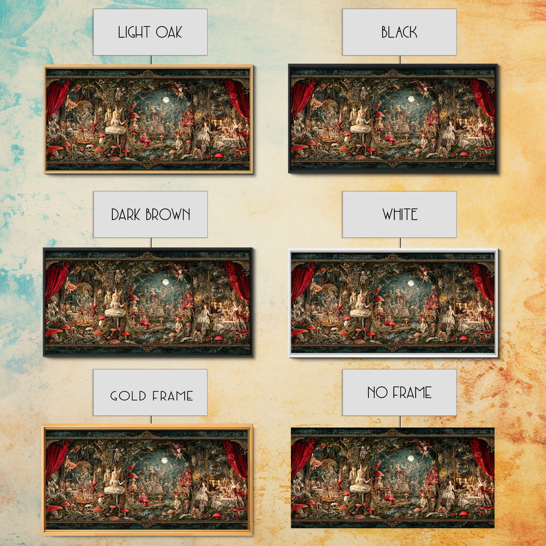 Enchanted Woodland Halloween, Grotesque Carnival Art, Wide Panoramic Art, Gothic Horror Wall Art, Framed Canvas Print, Halloween Wall Art