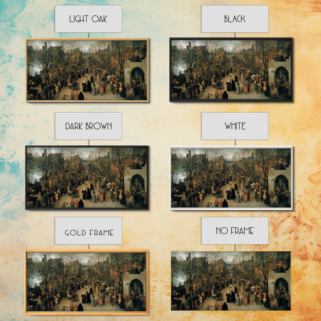 Gothic Romance, Northern Renaissance Horror, Wide Panoramic Art, Dark Halloween Decor, Canvas Print, Halloween Wall Art