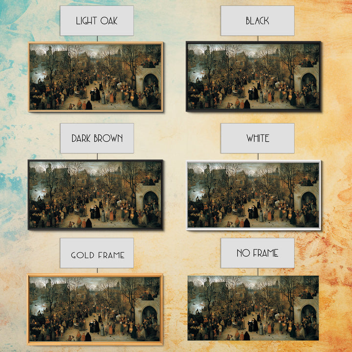Gothic Romance, Northern Renaissance Horror, Wide Panoramic Art, Dark Halloween Decor, Canvas Print, Halloween Wall Art