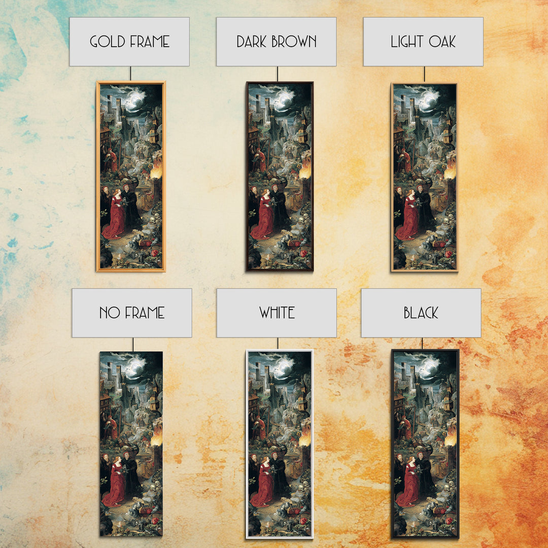 Gothic Romance, Danse Macabre Art, Tall Narrow Wall Art, Gothic Horror Wall Art, Framed Canvas Print, Halloween Wall Art