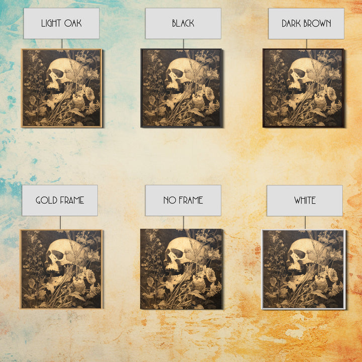 Skeletal Botanicals, Symbolist Dream Art, Square Wall Art, Macabre Wall Art, Framed Canvas Print, Halloween Wall Art, Halloween Decor