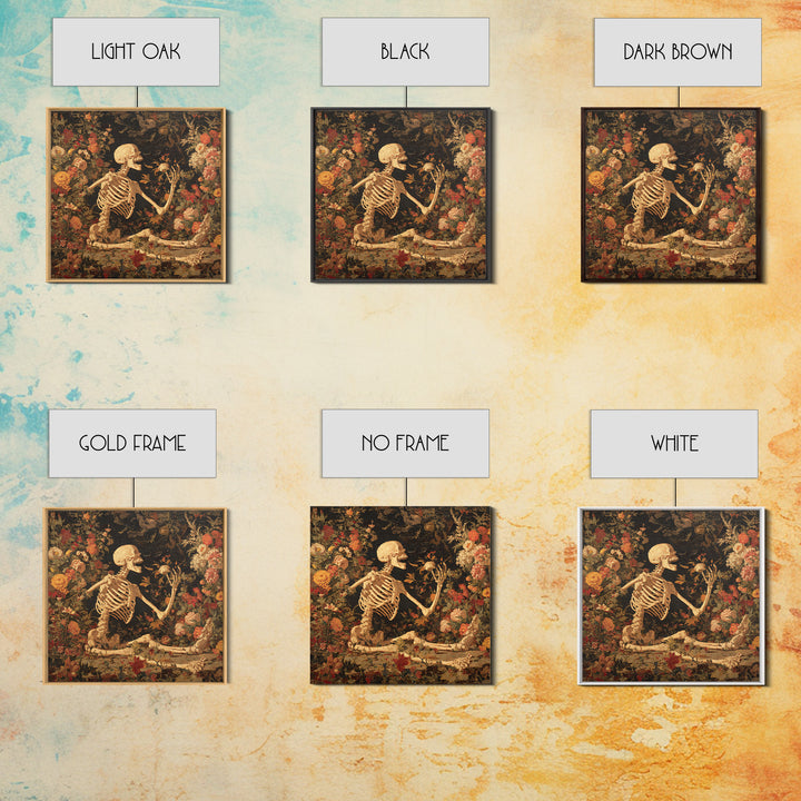 Skeletal Botanicals, Grotesque Carnival Art, Square Wall Art, Gothic Horror Wall Art, Framed Canvas Print, Halloween Wall Art
