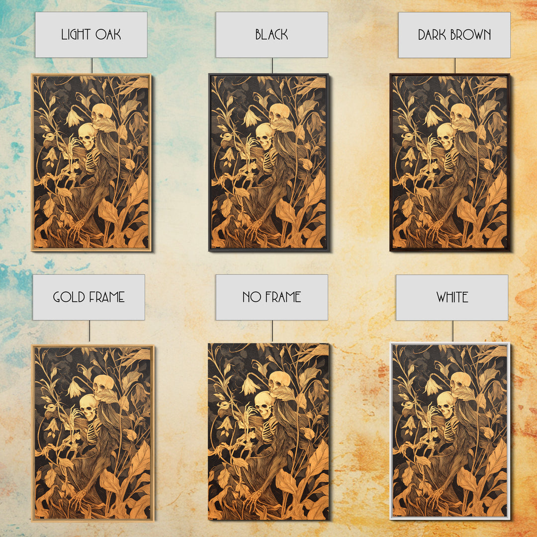Skeletal Botanicals, Expressionist Gothic Art, Vertical Wall Art, Gothic Horror Wall Art, Canvas Print, Halloween Wall Art