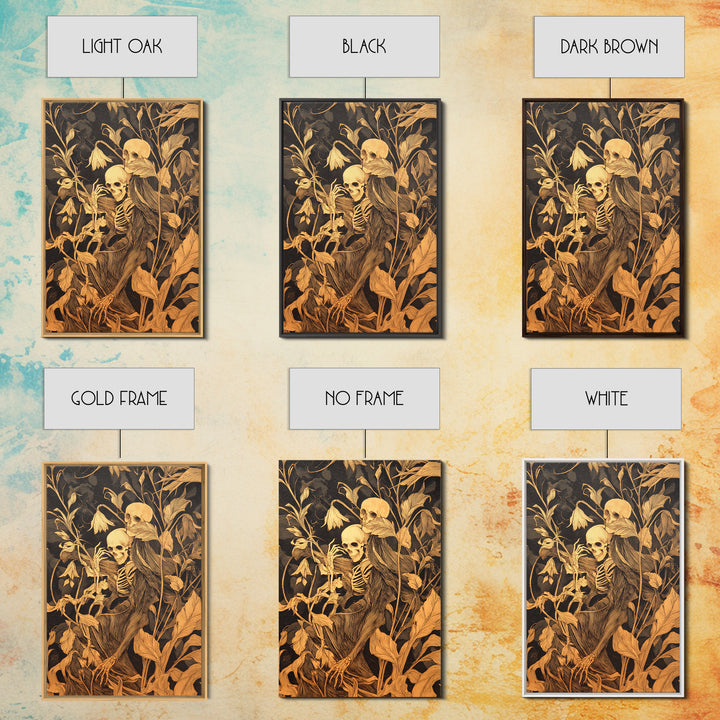 Skeletal Botanicals, Expressionist Gothic Art, Vertical Wall Art, Gothic Horror Wall Art, Canvas Print, Halloween Wall Art