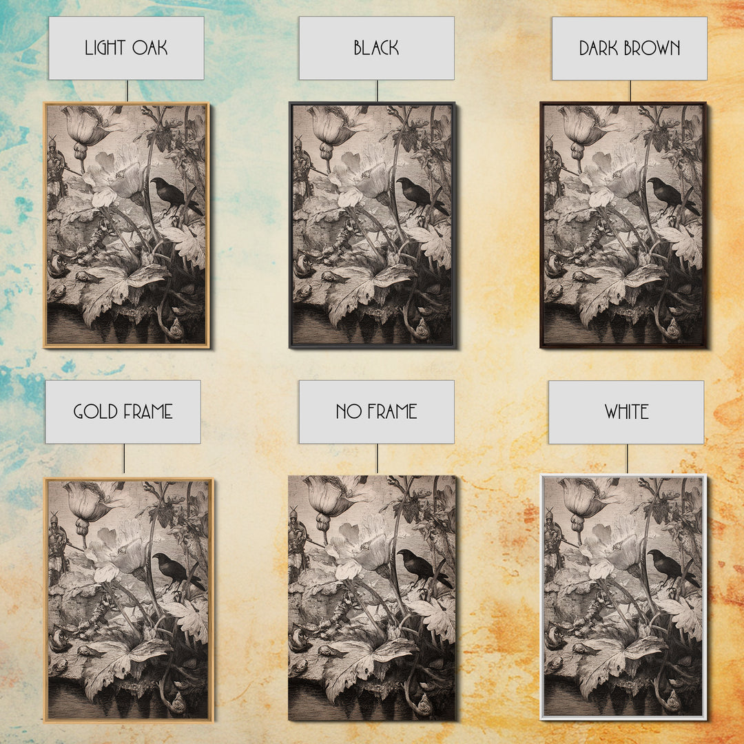 The Poison Garden, Renaissance Engraving Art, Vertical Wall Art, Dark Fantasy Wall Art, Canvas Print, Halloween Wall Art