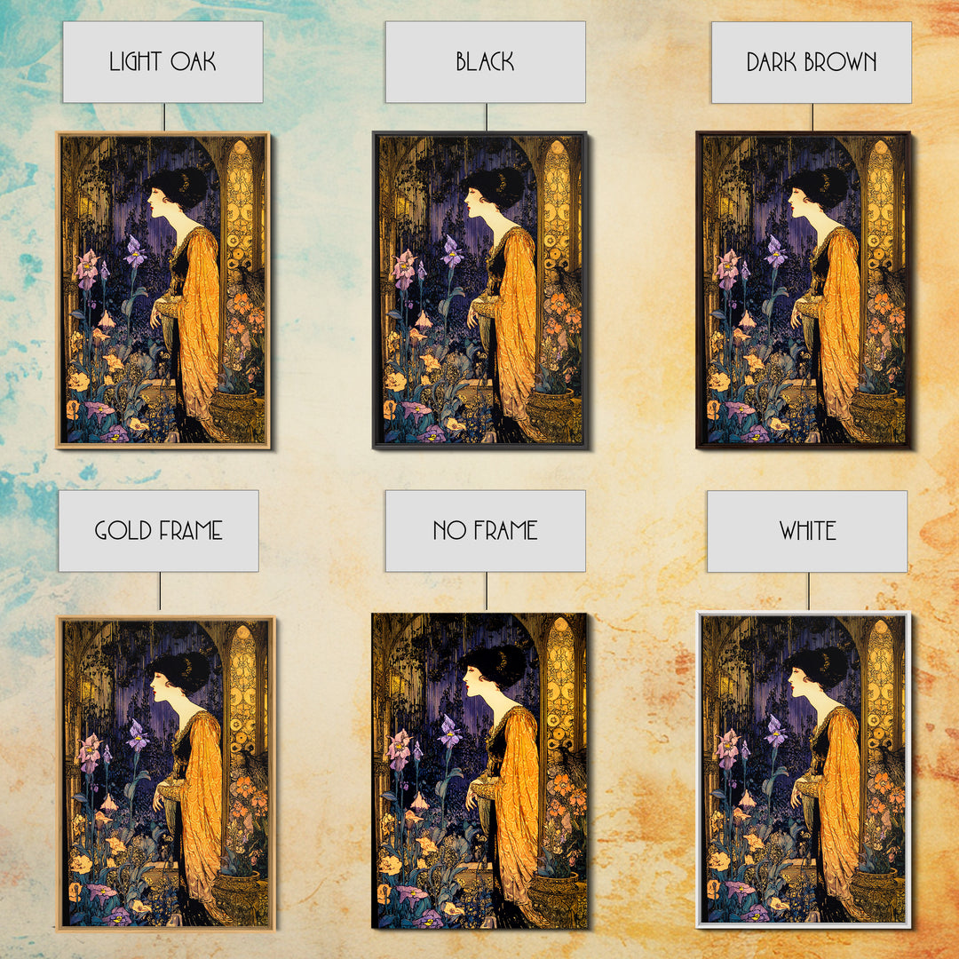 The Poison Garden, Stained Glass Gothic Art, Vertical Wall Art, Macabre Wall Art, Framed Canvas Print, Halloween Wall Art