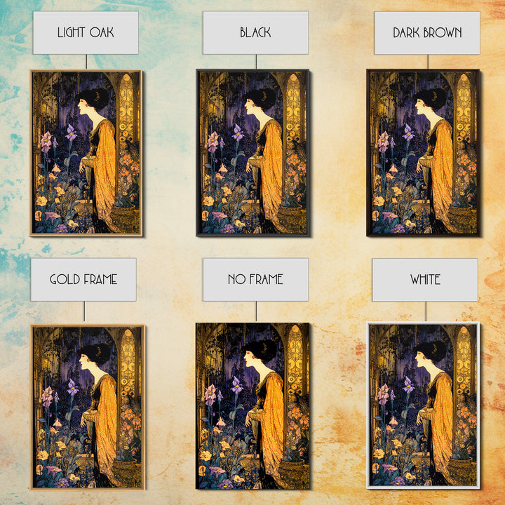 The Poison Garden, Stained Glass Gothic Art, Vertical Wall Art, Macabre Wall Art, Framed Canvas Print, Halloween Wall Art