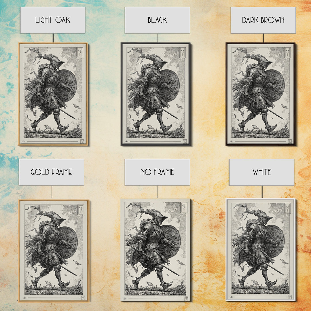 The Spider Knight, Renaissance Engraving Art, Vertical Wall Art, Macabre Wall Art, Canvas Print, Halloween Wall Art, Spooky Wall Decor
