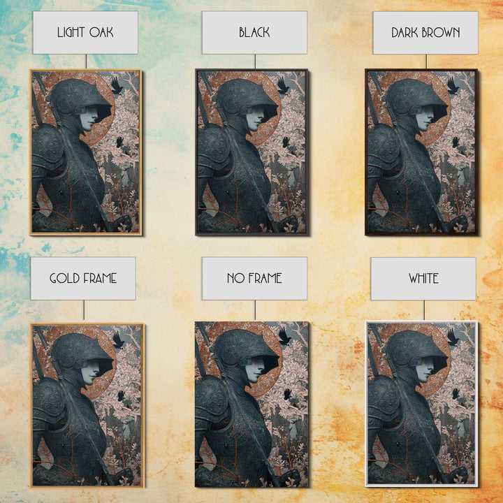 The Spider Knight, Symbolist Death Art, Vertical Wall Art, Dark Fantasy Wall Art, Framed Canvas Print, Halloween Wall Art