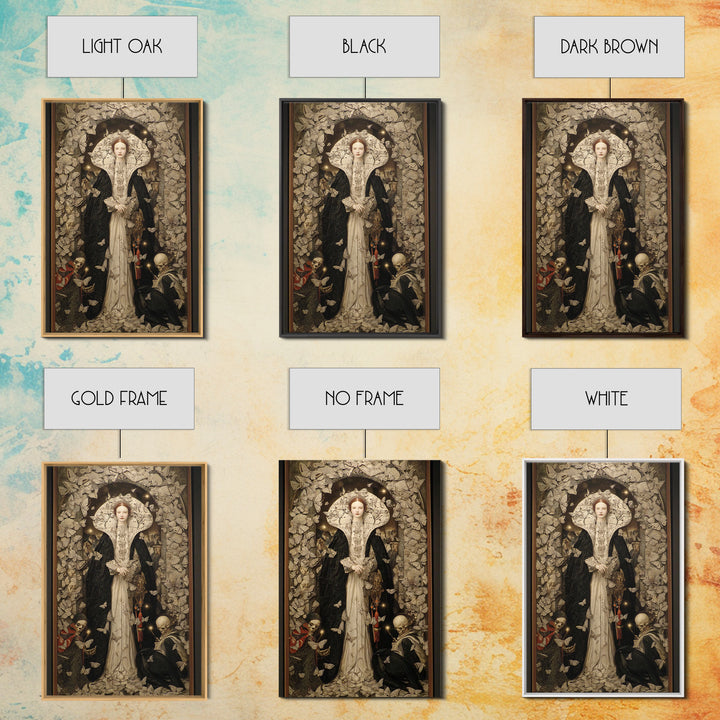 The Moth-Winged Empress, Danse Macabre Art, Vertical Wall Art, Gothic Horror Wall Art, Framed Canvas Print