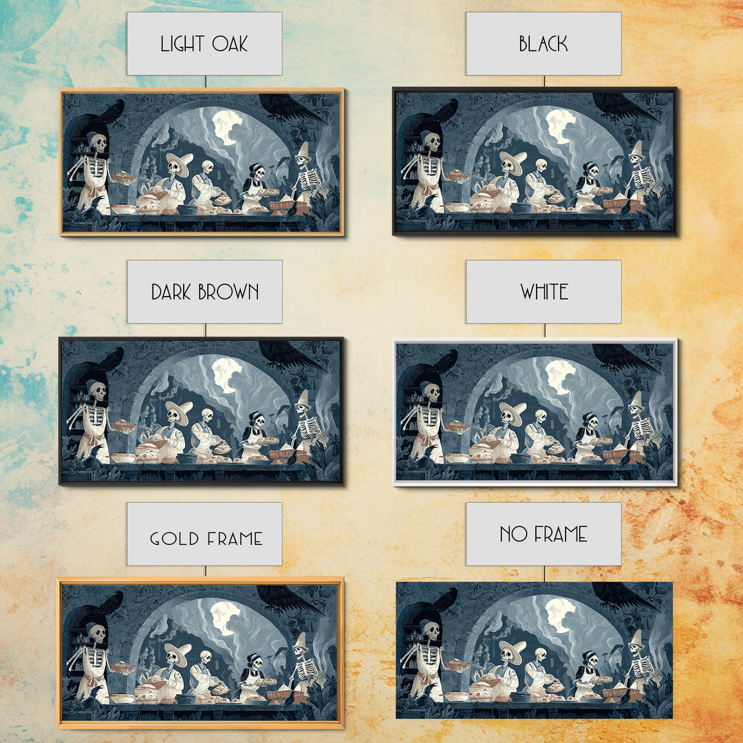 The Ghost Bakery, Macabre Folk Print Art, Wide Panoramic Art, Dark Halloween Decor, Canvas Print, Halloween Wall Art