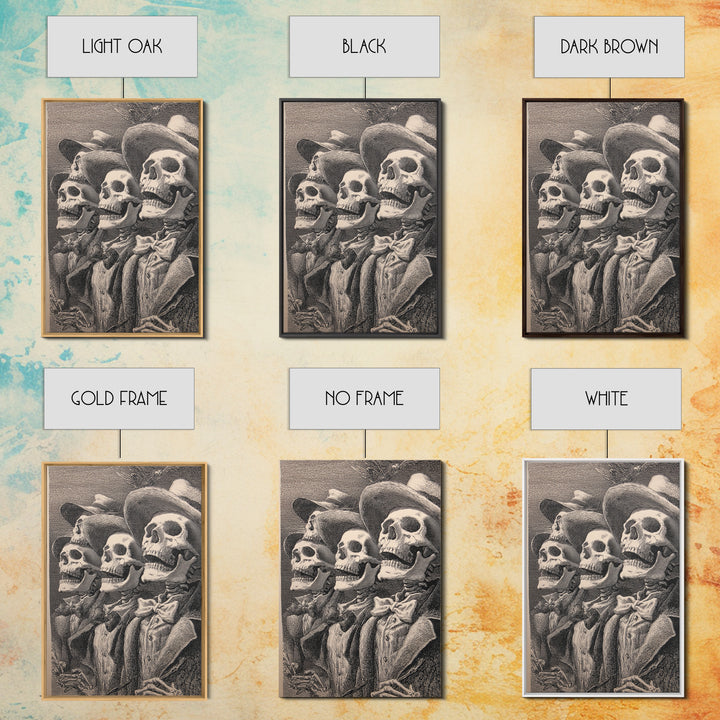 The Skeleton Barbershop Quartet, Renaissance Engraving Art, Vertical Wall Art, Gothic Horror Wall Art, Framed Canvas Print