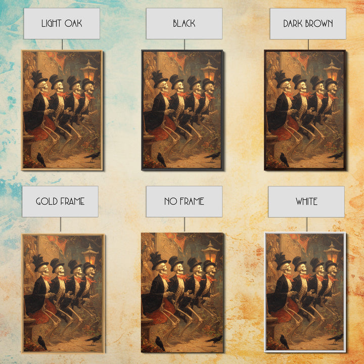 The Skeleton Barbershop Quartet, Ornate Symbolist Art, Vertical Wall Art, Macabre Wall Art, Canvas Print, Halloween Wall Art