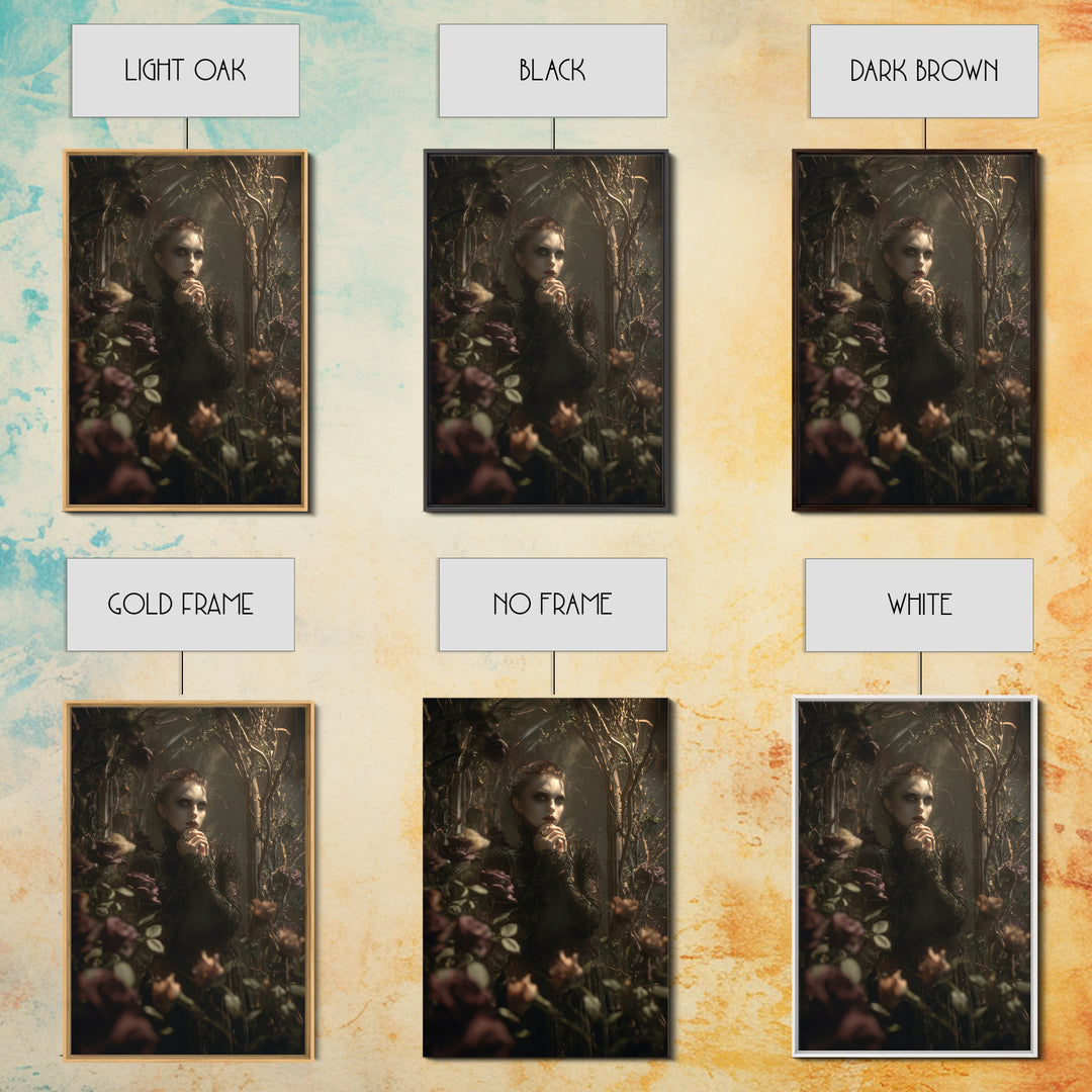 The Vampire Florist, Dark Symbolist Art, Vertical Wall Art, Macabre Wall Art, Canvas Print, Halloween Wall Art, Halloween Decor
