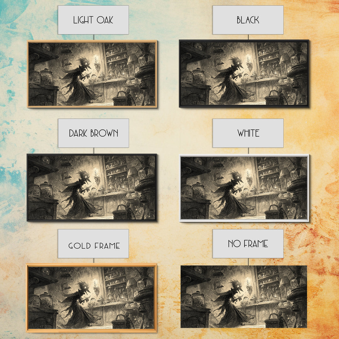 The Goblin Candy Shop, Expressionist Nightmare Art, Wide Panoramic Art, Dark Halloween Decor, Canvas Print, Halloween Wall Art