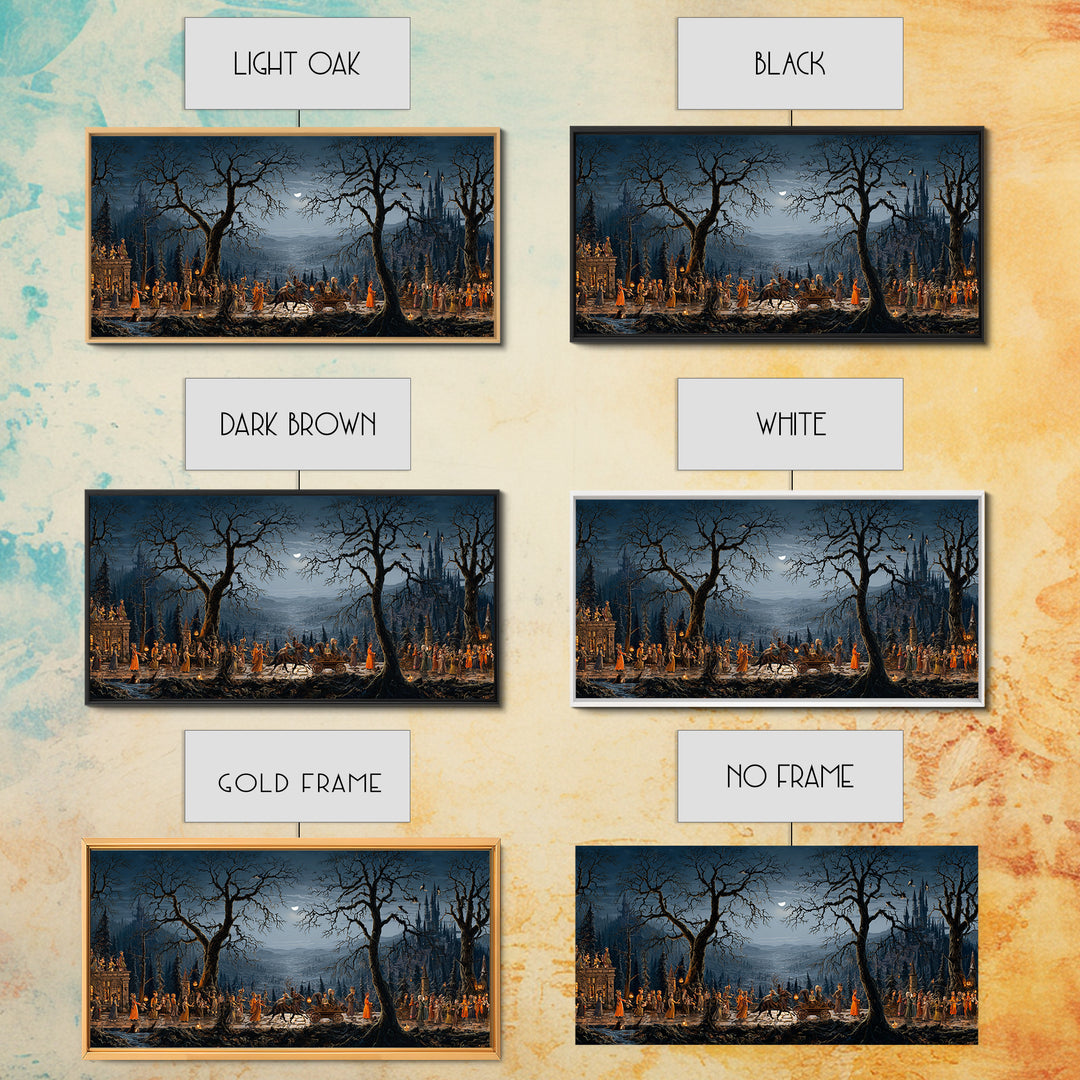 The Haunted Toy Parade, Romantic Gothic Landscape, Wide Panoramic Art, Macabre Wall Art, Canvas Print, Halloween Wall Art