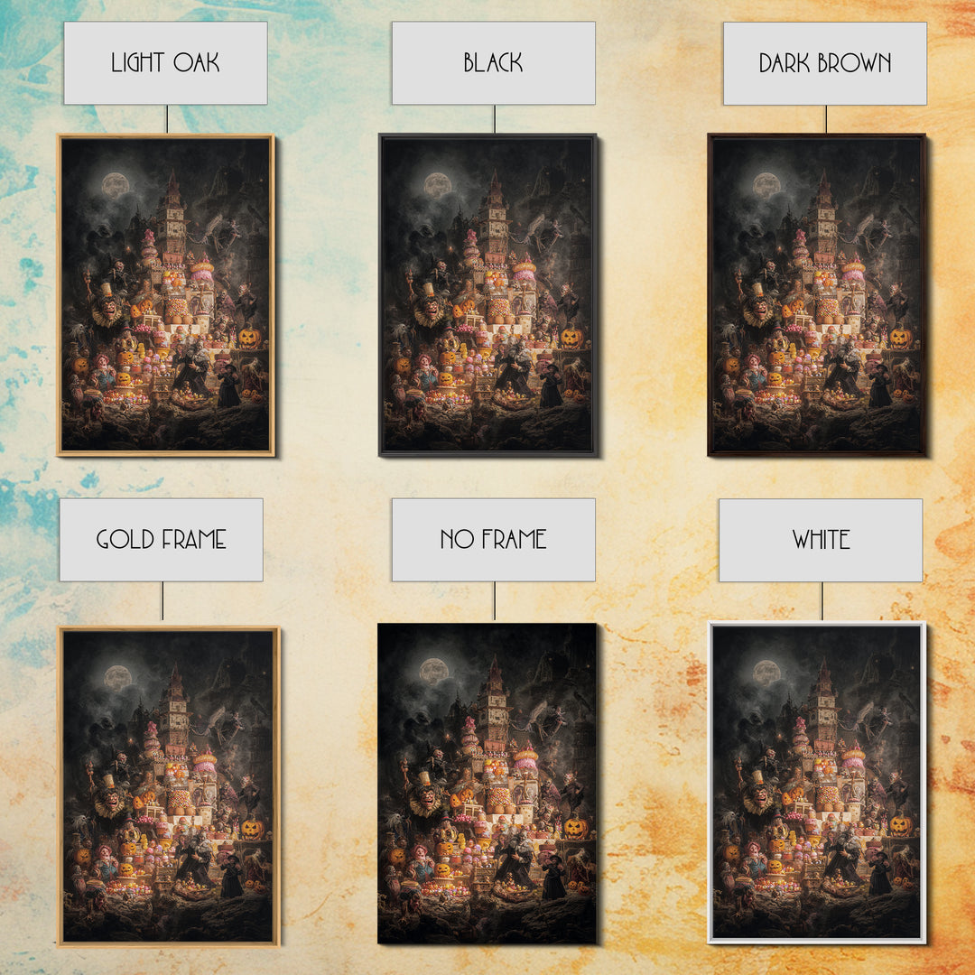 The Candy Corn Kingdom, Dark Romantic Horror Art, Vertical Wall Art, Gothic Horror Wall Art, Framed Canvas Print, Halloween Wall Art