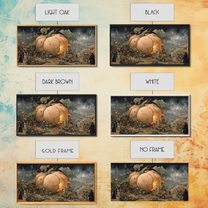 The Cosmic Pumpkin God, Northern Renaissance Horror, Wide Panoramic Art, Dark Fantasy Wall Art, Canvas Print, Halloween Wall Art