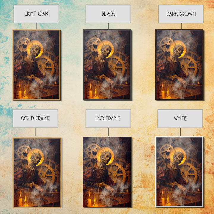 The Clockwork Haunted House, Dark Renaissance Art, Vertical Wall Art, Dark Fantasy Wall Art, Framed Canvas Print, Halloween Decor