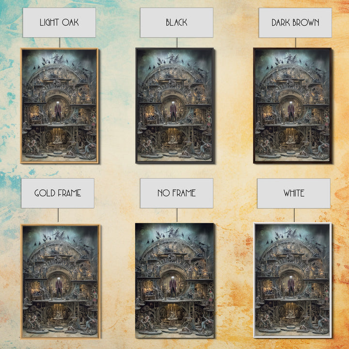 The Clockwork Haunted House, Gothic Nightmare Art, Vertical Wall Art, Macabre Wall Art, Canvas Print, Halloween Wall Art