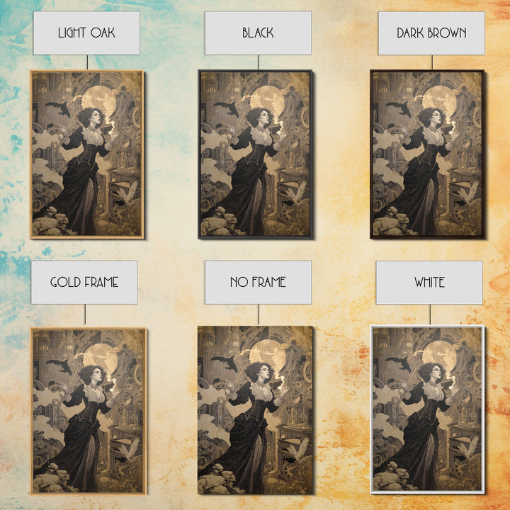 The Clockwork Haunted House, Symbolist Death Art, Vertical Wall Art, Gothic Horror Wall Art, Framed Canvas Print, Halloween Wall Art