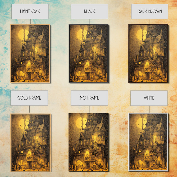 The Clockwork Haunted House, Victorian Macabre Art, Vertical Wall Art, Macabre Wall Art, Canvas Print, Halloween Wall Art