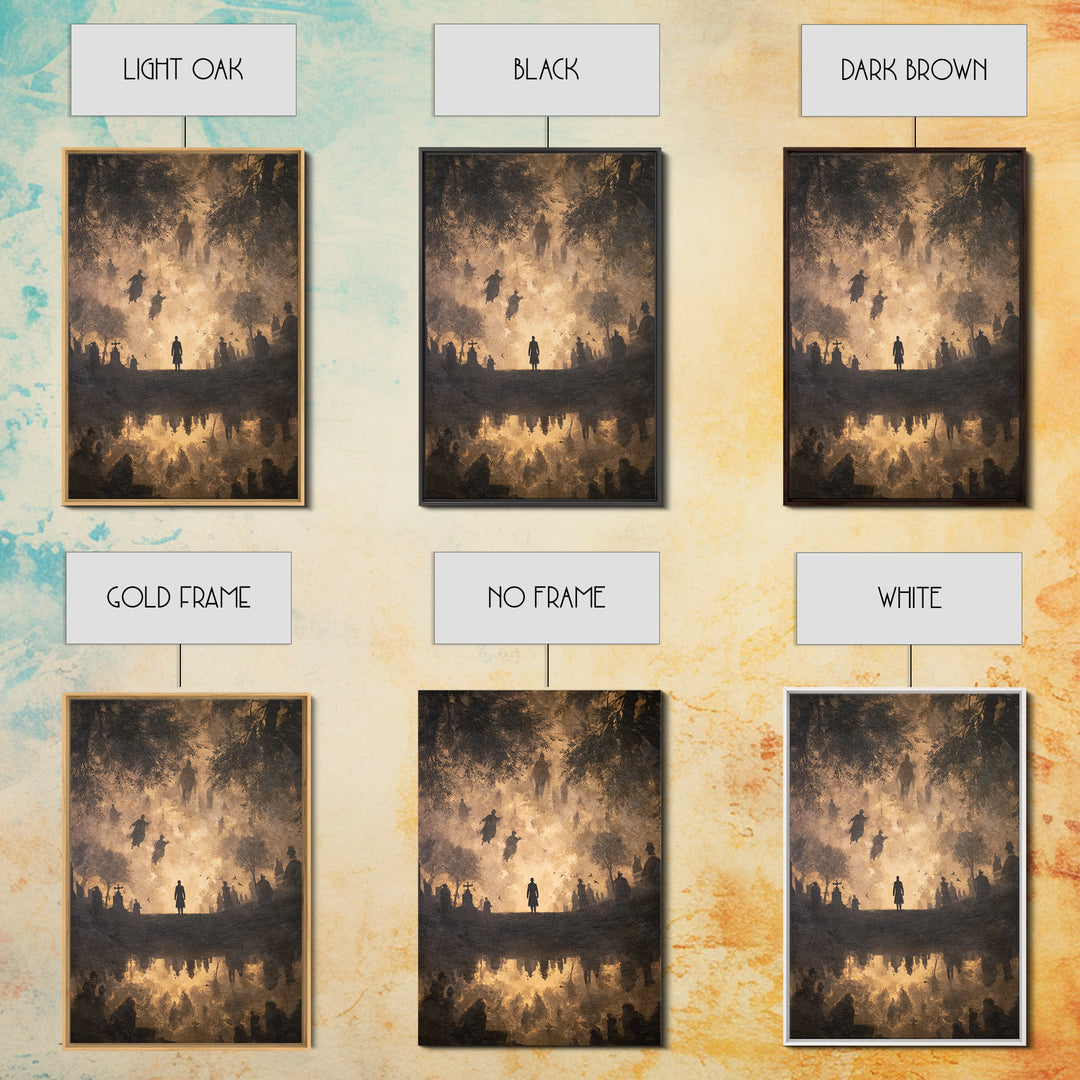 The Upside-Down Cemetery, Dark Romantic Horror Art, Vertical Wall Art, Macabre Wall Art, Framed Canvas Print, Halloween Wall Art