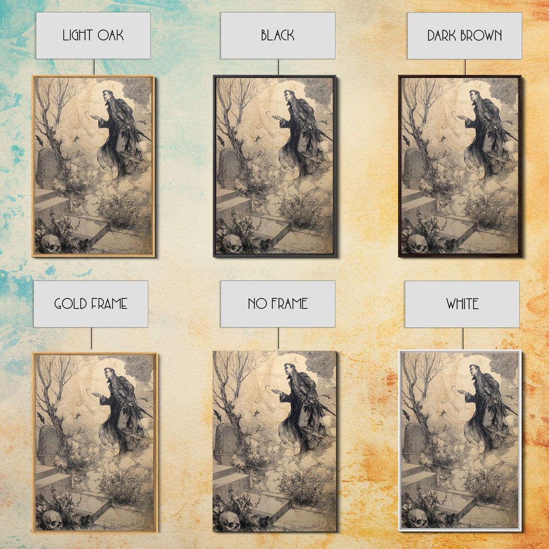 The Upside-Down Cemetery, Decadent Gothic Art, Vertical Wall Art, Macabre Wall Art, Canvas Print, Halloween Wall Art, Horror Wall Art