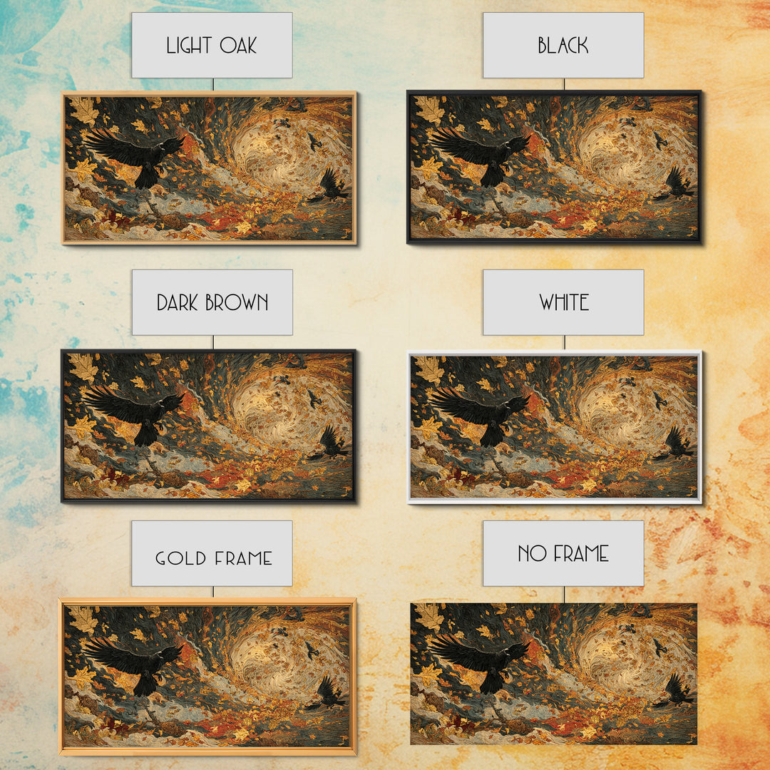 The Autumn-Leaf Ghost, Visionary Gothic Art, Wide Panoramic Art, Dark Fantasy Wall Art, Canvas Print, Halloween Wall Art