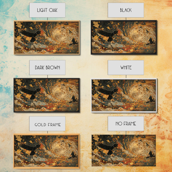 The Autumn-Leaf Ghost, Visionary Gothic Art, Wide Panoramic Art, Dark Fantasy Wall Art, Canvas Print, Halloween Wall Art