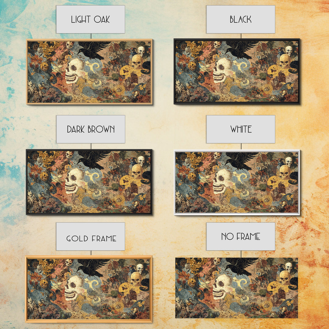 The Autumn-Leaf Ghost, Grotesque Carnival Art, Wide Panoramic Art, Gothic Horror Wall Art, Framed Canvas Print, Halloween Wall Art