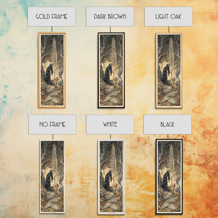 The Cathedral Of Bones, Gothic Storybook Art, Tall Narrow Wall Art, Macabre Wall Art, Canvas Print, Halloween Wall Art