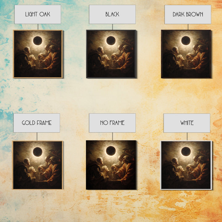 The Eclipse Summoning, Gothic Nightmare Art, Square Wall Art, Dark Halloween Decor, Framed Canvas Print, Halloween Wall Art