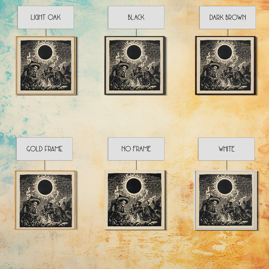 The Eclipse Summoning, Macabre Folk Print Art, Square Wall Art, Dark Fantasy Wall Art, Framed Canvas Print, Halloween Wall Art