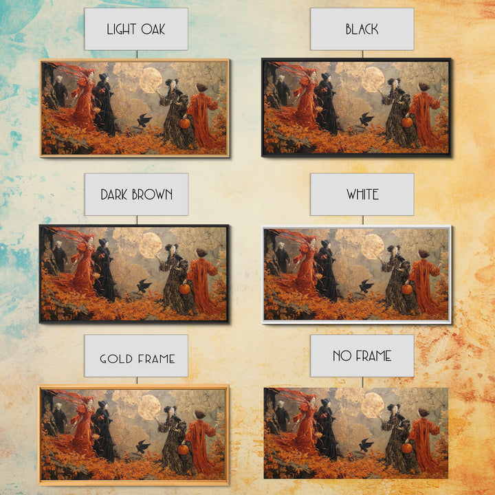 Halloween On Another Planet, Ornate Symbolist Art, Wide Panoramic Art, Macabre Wall Art, Framed Canvas Print, Halloween Wall Art