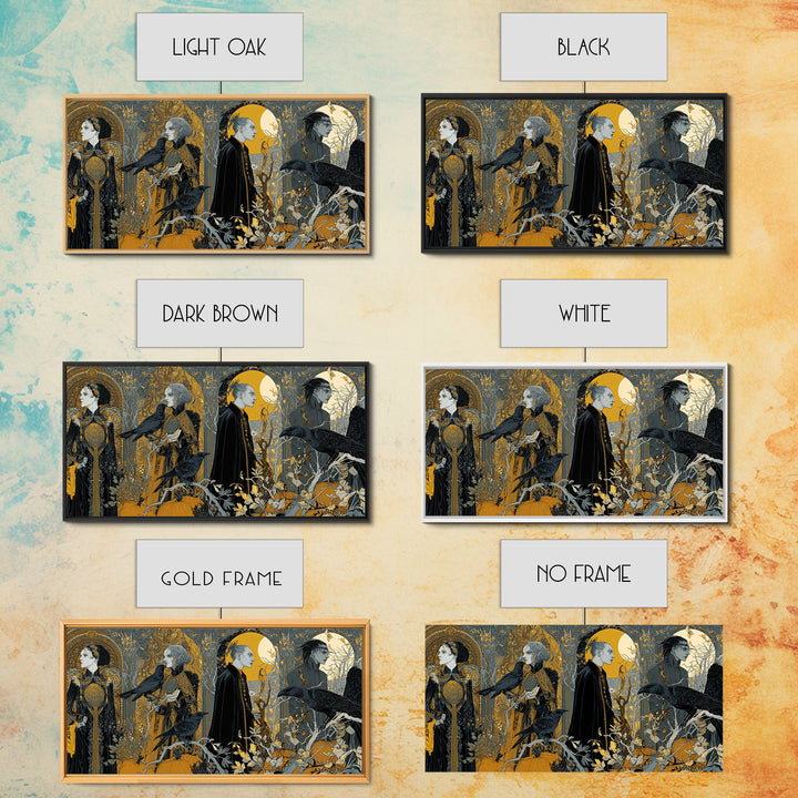Halloween On Another Planet, Stained Glass Gothic Art, Wide Panoramic Art, Dark Fantasy Wall Art, Canvas Print, Halloween Wall Art