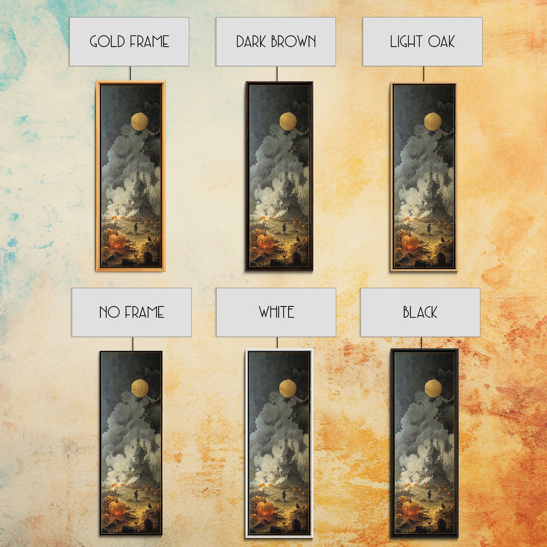 Halloween On Another Planet, Surreal Apocalyptic Art, Tall Narrow Wall Art, Dark Halloween Decor, Framed Canvas Print