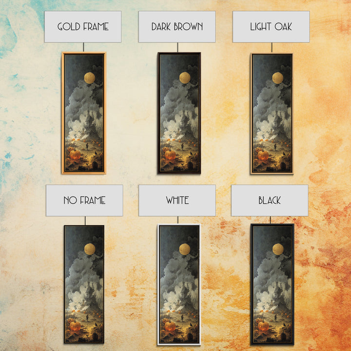 Halloween On Another Planet, Surreal Apocalyptic Art, Tall Narrow Wall Art, Dark Halloween Decor, Framed Canvas Print
