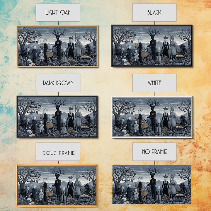 The Children Of The Star Orchard, Symbolist Dream Art, Wide Panoramic Art, Macabre Wall Art, Canvas Print, Halloween Wall Art