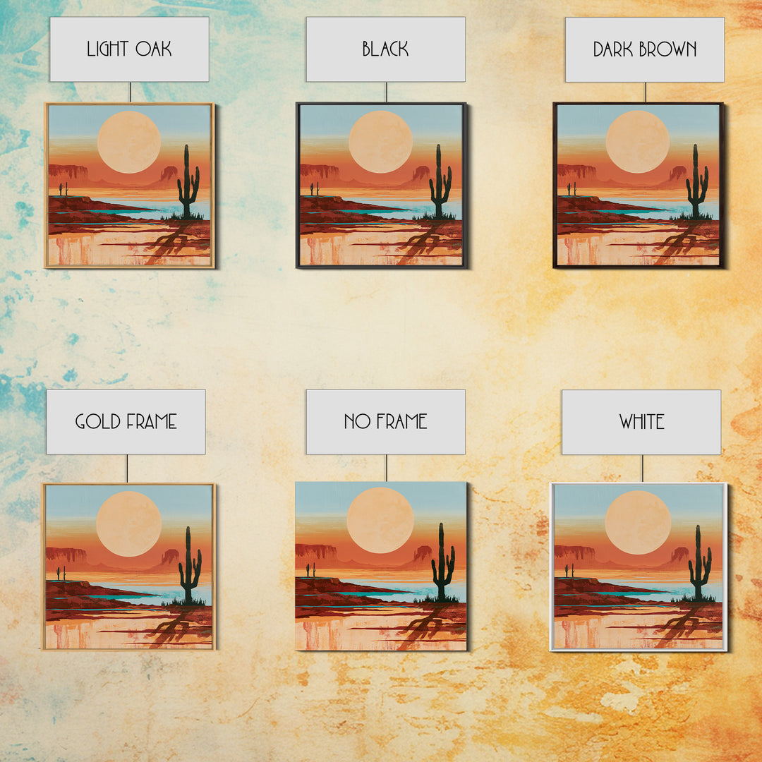 Minimal Beige Sun Framed Canvas Print, Desert Art, Gallery Decor, Southwestern Decor, Oil Painting, Desert, Home Decor, DES-1x1-46