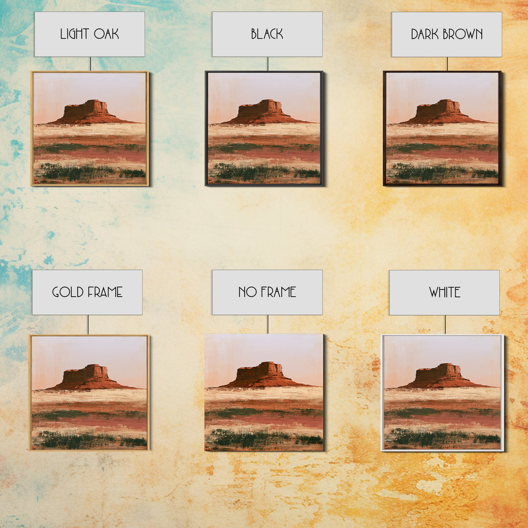 Abstract Mesa Landscape Framed Canvas Print, Desert Art, Gallery Decor, Southwestern Decor, Fine Art, Desert, Home Decor, DES-1x1-51