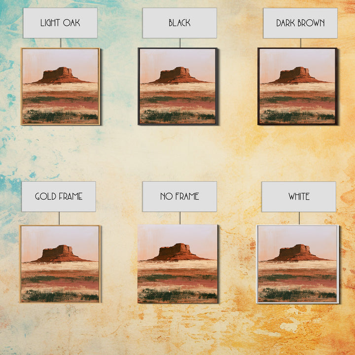 Abstract Mesa Landscape Framed Canvas Print, Desert Art, Gallery Decor, Southwestern Decor, Fine Art, Desert, Home Decor, DES-1x1-51