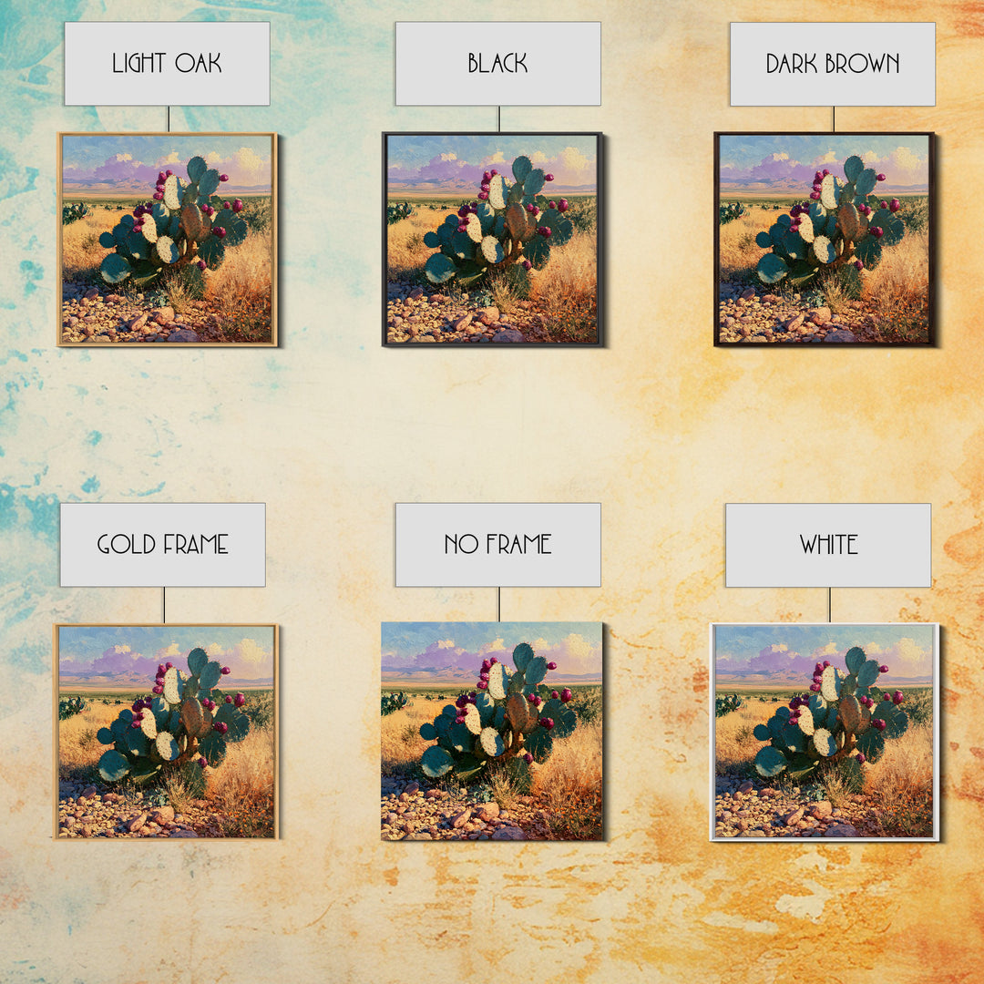 Prickly Pear Cactus Framed Canvas Print, Desert Art, Statement Artwork, Southwestern Decor, Fine Art, Desert, DES-1x1-67