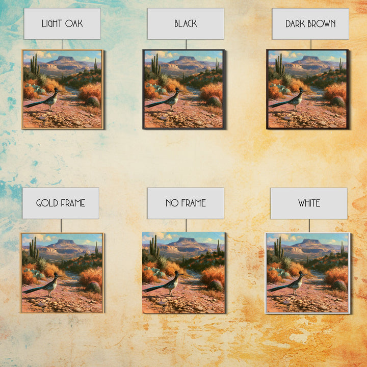 Roadrunner Bird in a Dry Wash Canvas Print, Desert Art, Minimalist Decor, Southwestern Decor, Oil Painting, Desert, Boho, DES-1x1-86