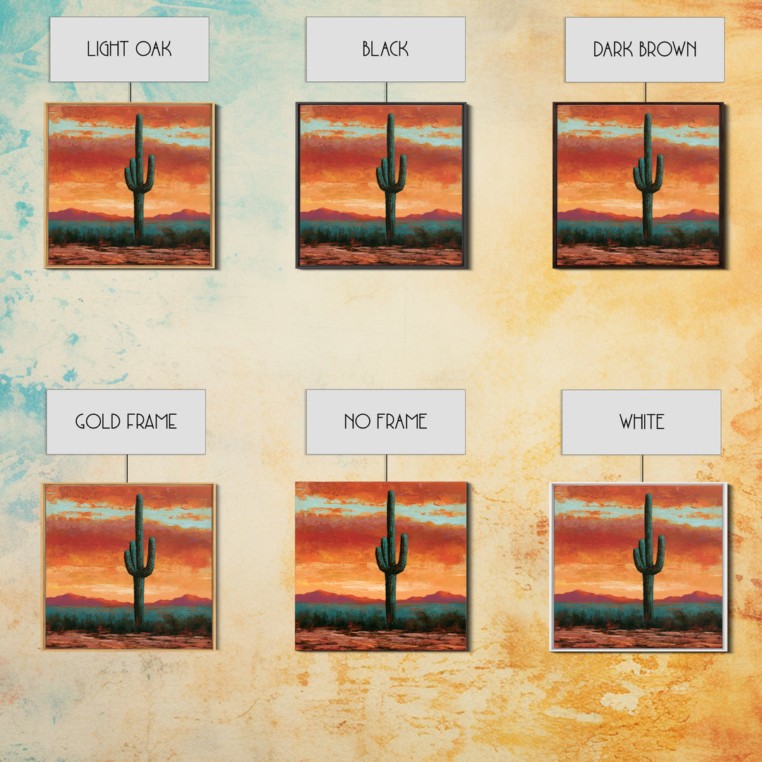 Saguaro Cactus under Orange Sunset Sky Canvas Print, Desert Art, Printable Art, Southwestern Decor, Fine Art, Desert, DES-1x1-97