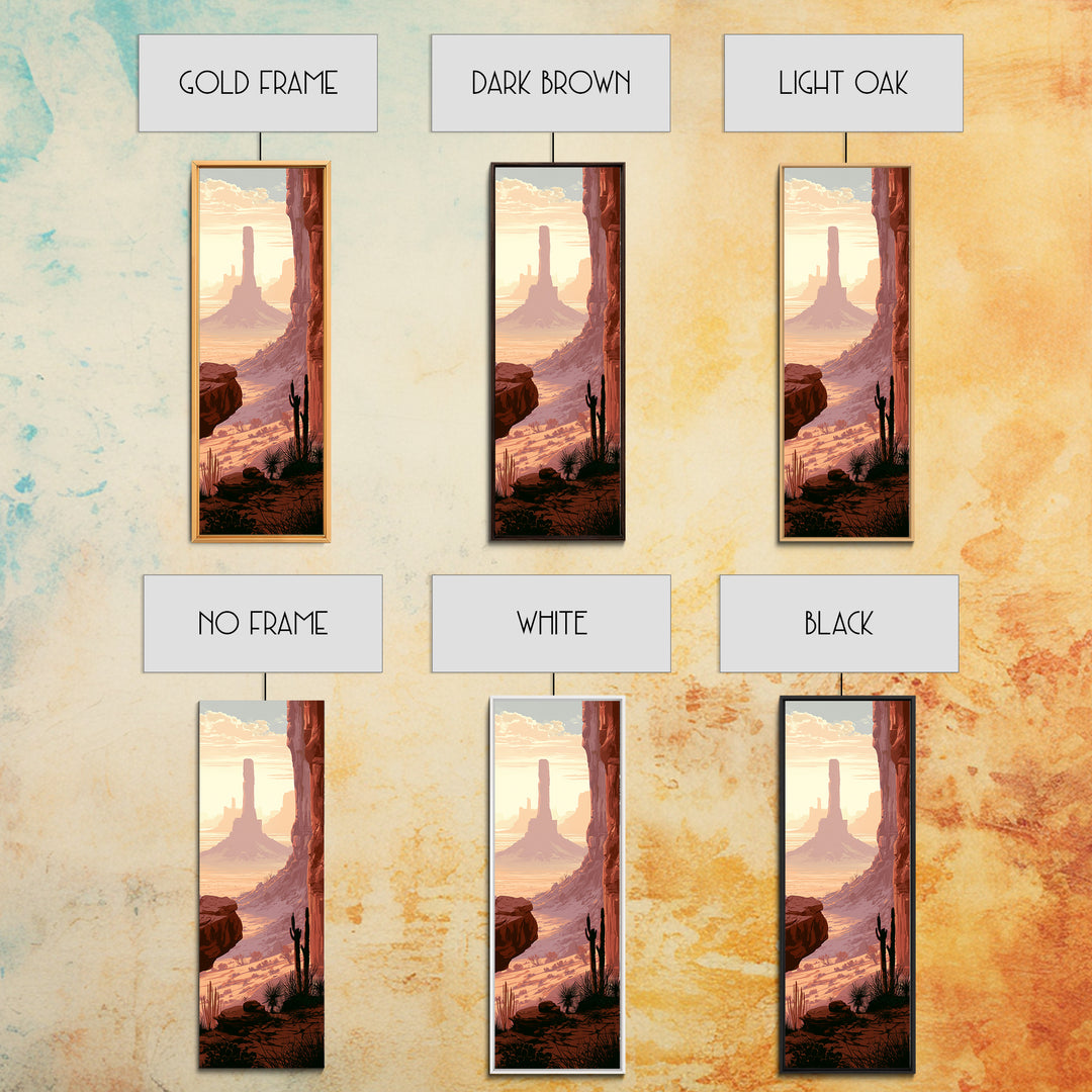 Monument Valley Silhouette Framed Canvas Print, Desert Art, Original Painting, Southwestern Decor, Desert, Bedroom Wall Art, DES-1x3-45