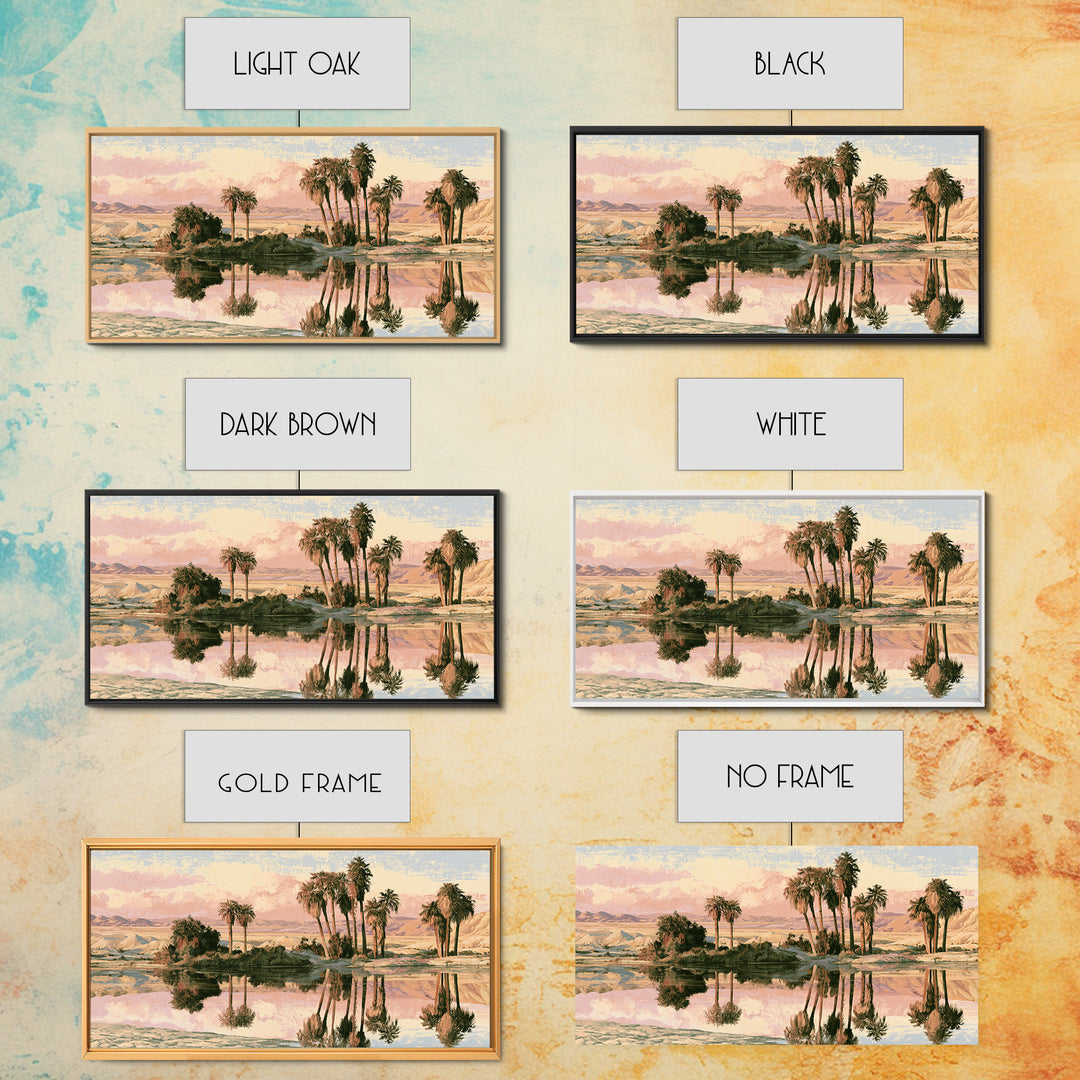 Palm Oasis Reflected Framed Canvas Print, Desert Art, Room Decor, Southwestern Decor, Fine Art, Desert, Abstract Wall Art, DES-2x1-35