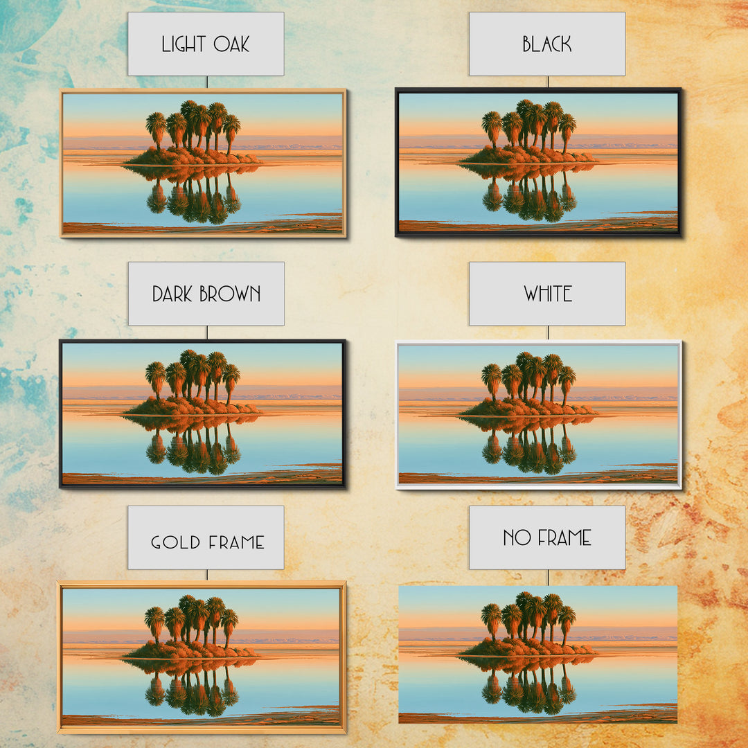Palm Oasis Reflected Framed Canvas Print, Desert Art, Colorful Wall Art, Southwestern Decor, Fine Art, Desert, DES-2x1-59