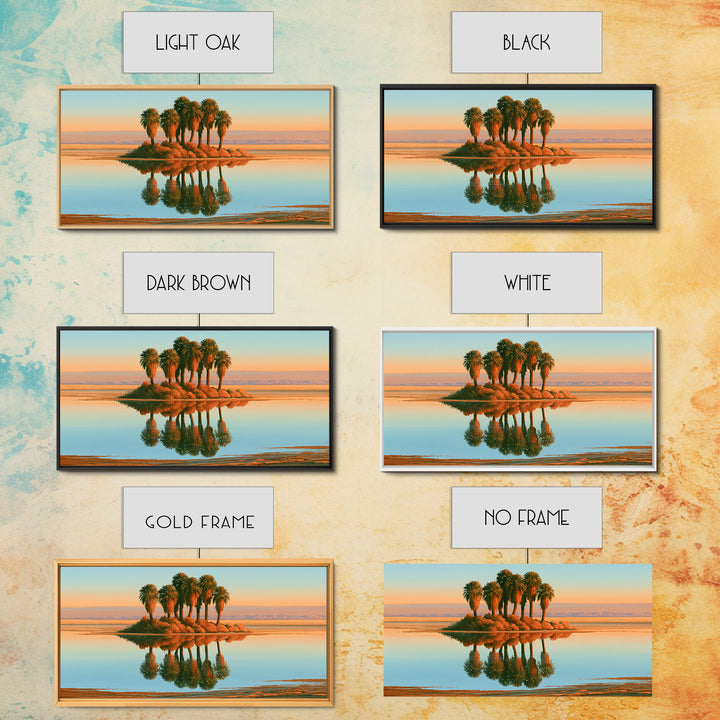 Palm Oasis Reflected Framed Canvas Print, Desert Art, Colorful Wall Art, Southwestern Decor, Fine Art, Desert, DES-2x1-59